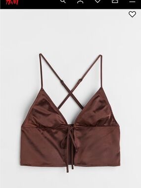 H&M Satin Chocolate Brown Cropped Cami Top